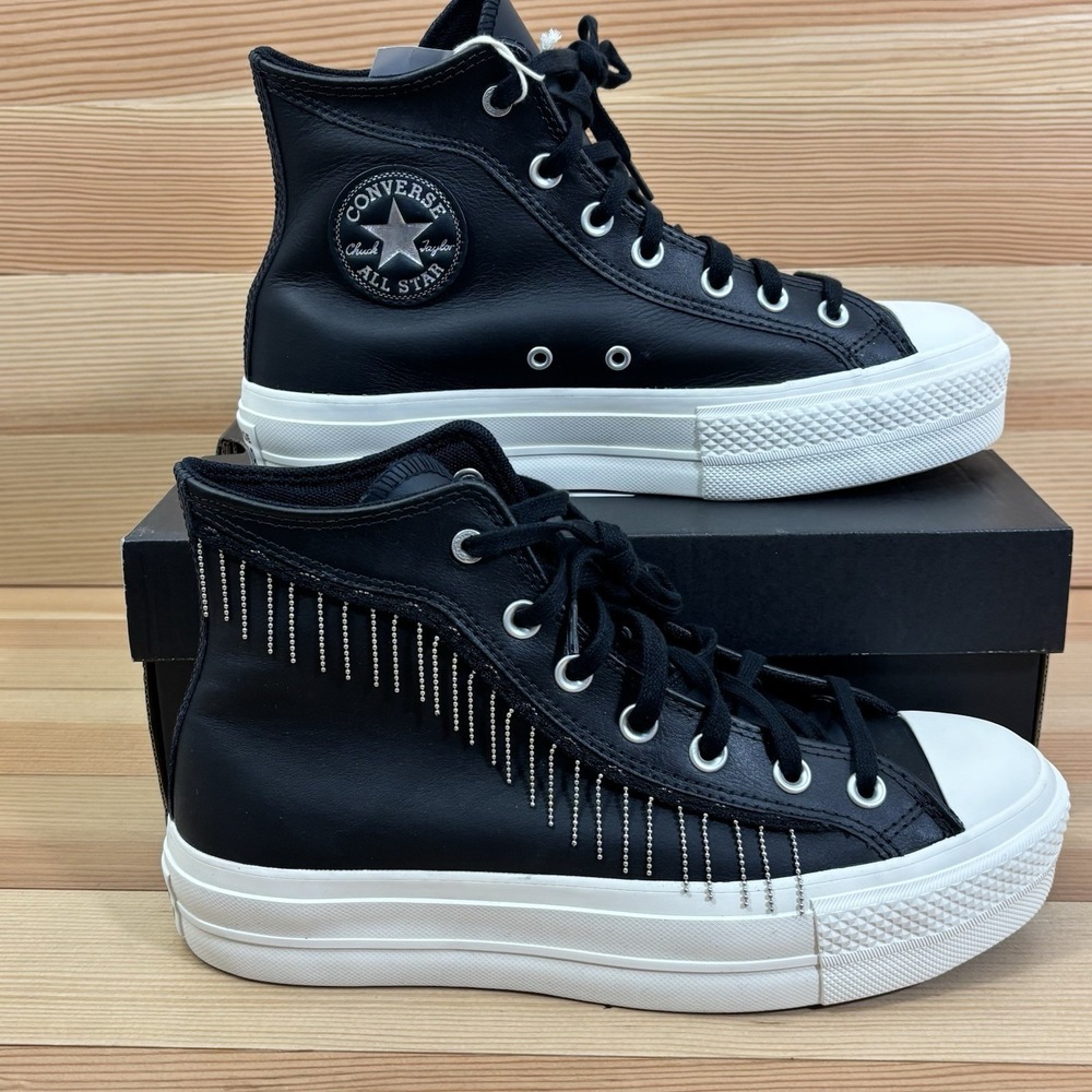 Converse CTAS Lift Hi  Platform Western Chain Black Shoes A15473C Womens Sz 8.5